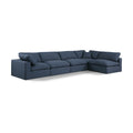  Manufacturer Color_Navy -- Comfy 158" Navy Linen Textured Fabric Upholstered 5 pc Modular Sectional IMAGE 1