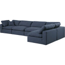  Manufacturer Color_Navy -- Comfy 158" Navy Linen Textured Fabric Upholstered 5 pc Modular Sectional IMAGE 2