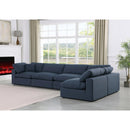  Manufacturer Color_Navy -- Comfy 158" Navy Linen Textured Fabric Upholstered 5 pc Modular Sectional IMAGE 4