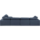  Manufacturer Color_Navy -- Comfy 158" Navy Linen Textured Fabric Upholstered 5 pc Modular Sectional IMAGE 5