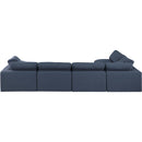  Manufacturer Color_Navy -- Comfy 158" Navy Linen Textured Fabric Upholstered 5 pc Modular Sectional IMAGE 6
