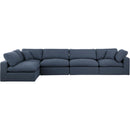 Manufacturer Color_Navy -- Comfy 158" Navy Linen Textured Fabric Upholstered 5 pc Modular Sectional IMAGE 7