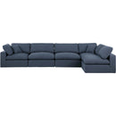  Manufacturer Color_Navy -- Comfy 158" Navy Linen Textured Fabric Upholstered 5 pc Modular Sectional IMAGE 8