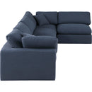  Manufacturer Color_Navy -- Comfy 158" Navy Linen Textured Fabric Upholstered 5 pc Modular Sectional IMAGE 9