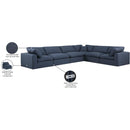  Manufacturer Color_Navy -- Comfy 158" Navy Linen Textured Fabric Upholstered 6 pc Modular Sectional IMAGE 11