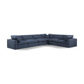  Manufacturer Color_Navy -- Comfy 158" Navy Linen Textured Fabric Upholstered 6 pc Modular Sectional IMAGE 1