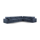  Manufacturer Color_Navy -- Comfy 158" Navy Linen Textured Fabric Upholstered 6 pc Modular Sectional IMAGE 1