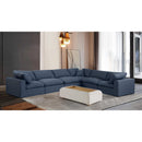  Manufacturer Color_Navy -- Comfy 158" Navy Linen Textured Fabric Upholstered 6 pc Modular Sectional IMAGE 2