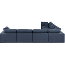  Manufacturer Color_Navy -- Comfy 158" Navy Linen Textured Fabric Upholstered 6 pc Modular Sectional IMAGE 3