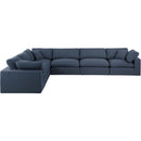  Manufacturer Color_Navy -- Comfy 158" Navy Linen Textured Fabric Upholstered 6 pc Modular Sectional IMAGE 4