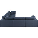  Manufacturer Color_Navy -- Comfy 158" Navy Linen Textured Fabric Upholstered 6 pc Modular Sectional IMAGE 5