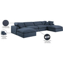  Manufacturer Color_Navy -- Comfy 158" Navy Linen Textured Fabric Upholstered 6 pc Modular Sectional IMAGE 11