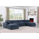  Manufacturer Color_Navy -- Comfy 158" Navy Linen Textured Fabric Upholstered 6 pc Modular Sectional IMAGE 2