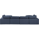  Manufacturer Color_Navy -- Comfy 158" Navy Linen Textured Fabric Upholstered 6 pc Modular Sectional IMAGE 3