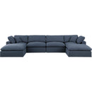  Manufacturer Color_Navy -- Comfy 158" Navy Linen Textured Fabric Upholstered 6 pc Modular Sectional IMAGE 4