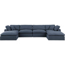 Meridian Comfy Navy Linen Textured Fabric Modular Sectional IMAGE 4
