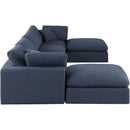  Manufacturer Color_Navy -- Comfy 158" Navy Linen Textured Fabric Upholstered 6 pc Modular Sectional IMAGE 5