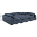  Manufacturer Color_Navy -- Comfy 119" Navy Linen Textured Fabric Upholstered 6 pc Modular Sectional IMAGE 10
