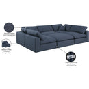  Manufacturer Color_Navy -- Comfy 119" Navy Linen Textured Fabric Upholstered 6 pc Modular Sectional IMAGE 11