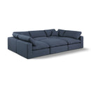 Manufacturer Color_Navy -- Comfy 119" Navy Linen Textured Fabric Upholstered 6 pc Modular Sectional IMAGE 1