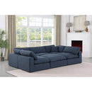  Manufacturer Color_Navy -- Comfy 119" Navy Linen Textured Fabric Upholstered 6 pc Modular Sectional IMAGE 2
