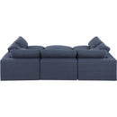  Manufacturer Color_Navy -- Comfy 119" Navy Linen Textured Fabric Upholstered 6 pc Modular Sectional IMAGE 3