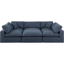  Manufacturer Color_Navy -- Comfy 119" Navy Linen Textured Fabric Upholstered 6 pc Modular Sectional IMAGE 4