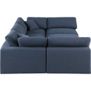  Manufacturer Color_Navy -- Comfy 119" Navy Linen Textured Fabric Upholstered 6 pc Modular Sectional IMAGE 5