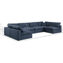  Manufacturer Color_Navy -- Comfy 158" Navy Linen Textured Fabric Upholstered 6 pc Modular Sectional IMAGE 10