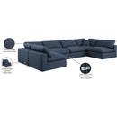  Manufacturer Color_Navy -- Comfy 158" Navy Linen Textured Fabric Upholstered 6 pc Modular Sectional IMAGE 11