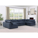  Manufacturer Color_Navy -- Comfy 158" Navy Linen Textured Fabric Upholstered 6 pc Modular Sectional IMAGE 2