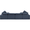  Manufacturer Color_Navy -- Comfy 158" Navy Linen Textured Fabric Upholstered 6 pc Modular Sectional IMAGE 3