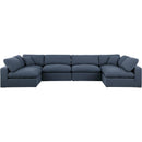  Manufacturer Color_Navy -- Comfy 158" Navy Linen Textured Fabric Upholstered 6 pc Modular Sectional IMAGE 4