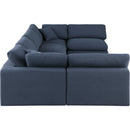  Manufacturer Color_Navy -- Comfy 158" Navy Linen Textured Fabric Upholstered 6 pc Modular Sectional IMAGE 5