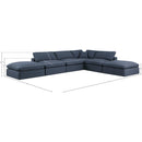  Manufacturer Color_Navy -- Comfy 157" Navy Linen Textured Fabric Upholstered 6 pc Modular Sectional IMAGE 10