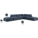  Manufacturer Color_Navy -- Comfy 157" Navy Linen Textured Fabric Upholstered 6 pc Modular Sectional IMAGE 11