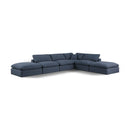 Meridian Comfy Navy Linen Textured Fabric Modular Sectional IMAGE 1