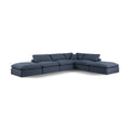  Manufacturer Color_Navy -- Comfy 157" Navy Linen Textured Fabric Upholstered 6 pc Modular Sectional IMAGE 1