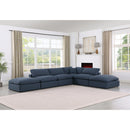  Manufacturer Color_Navy -- Comfy 157" Navy Linen Textured Fabric Upholstered 6 pc Modular Sectional IMAGE 2