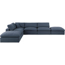  Manufacturer Color_Navy -- Comfy 157" Navy Linen Textured Fabric Upholstered 6 pc Modular Sectional IMAGE 4