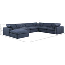  Manufacturer Color_Navy -- Comfy 158" Navy Linen Textured Fabric Upholstered 7 pc Modular Sectional IMAGE 10