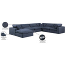  Manufacturer Color_Navy -- Comfy 158" Navy Linen Textured Fabric Upholstered 7 pc Modular Sectional IMAGE 11