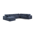  Manufacturer Color_Navy -- Comfy 158" Navy Linen Textured Fabric Upholstered 7 pc Modular Sectional IMAGE 1