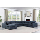  Manufacturer Color_Navy -- Comfy 158" Navy Linen Textured Fabric Upholstered 7 pc Modular Sectional IMAGE 2