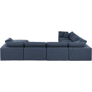  Manufacturer Color_Navy -- Comfy 158" Navy Linen Textured Fabric Upholstered 7 pc Modular Sectional IMAGE 3