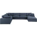  Manufacturer Color_Navy -- Comfy 158" Navy Linen Textured Fabric Upholstered 7 pc Modular Sectional IMAGE 4