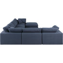  Manufacturer Color_Navy -- Comfy 158" Navy Linen Textured Fabric Upholstered 7 pc Modular Sectional IMAGE 5