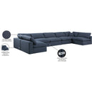  Manufacturer Color_Navy -- Comfy 197" Navy Linen Textured Fabric Upholstered 7 pc Modular Sectional IMAGE 11