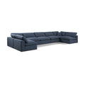  Manufacturer Color_Navy -- Comfy 197" Navy Linen Textured Fabric Upholstered 7 pc Modular Sectional IMAGE 1