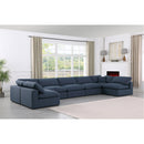  Manufacturer Color_Navy -- Comfy 197" Navy Linen Textured Fabric Upholstered 7 pc Modular Sectional IMAGE 2